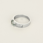 Bague en or gris aigue marine et diamants
