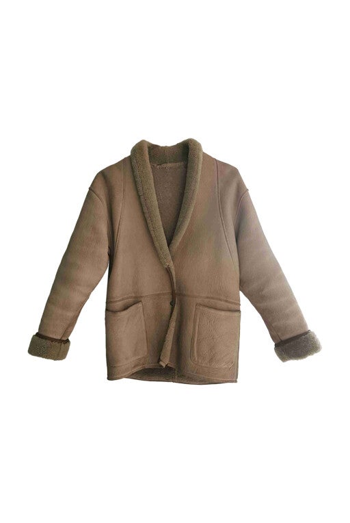 Wool-lined leather coat