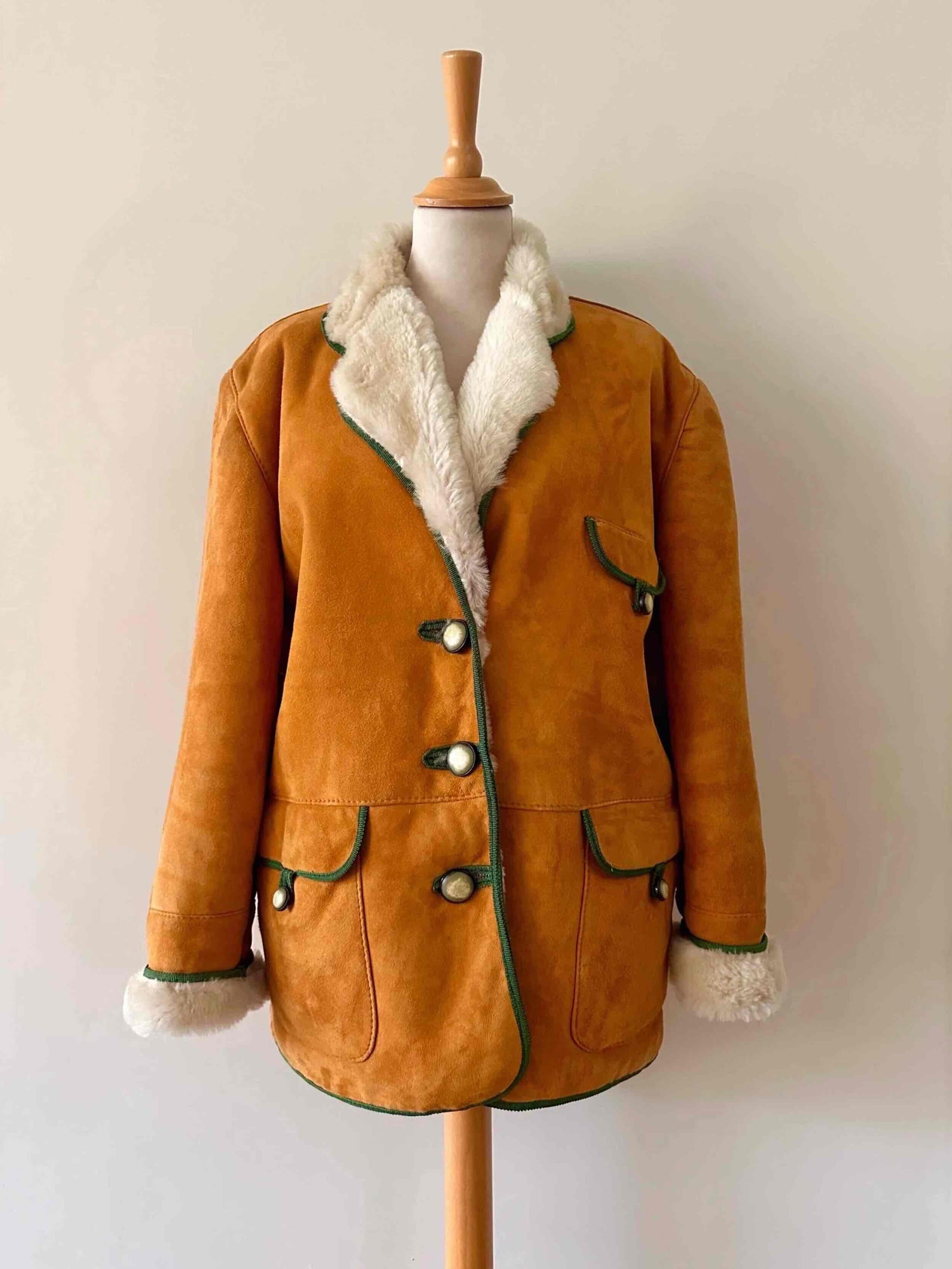 Wool-lined leather coat