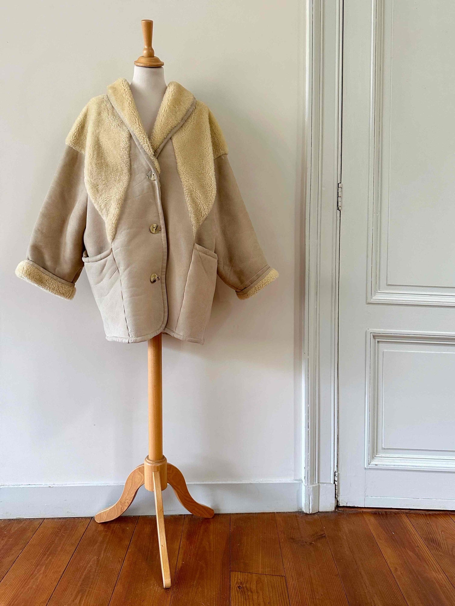 Wool-lined leather coat