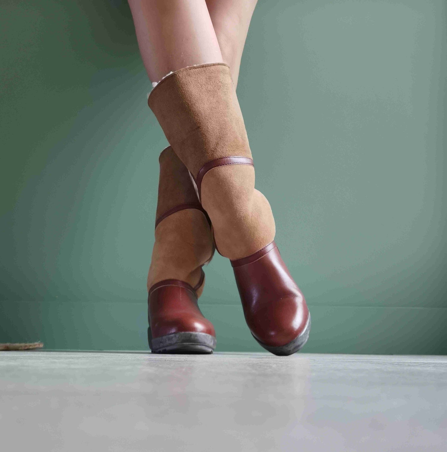 Wool-lined leather boots