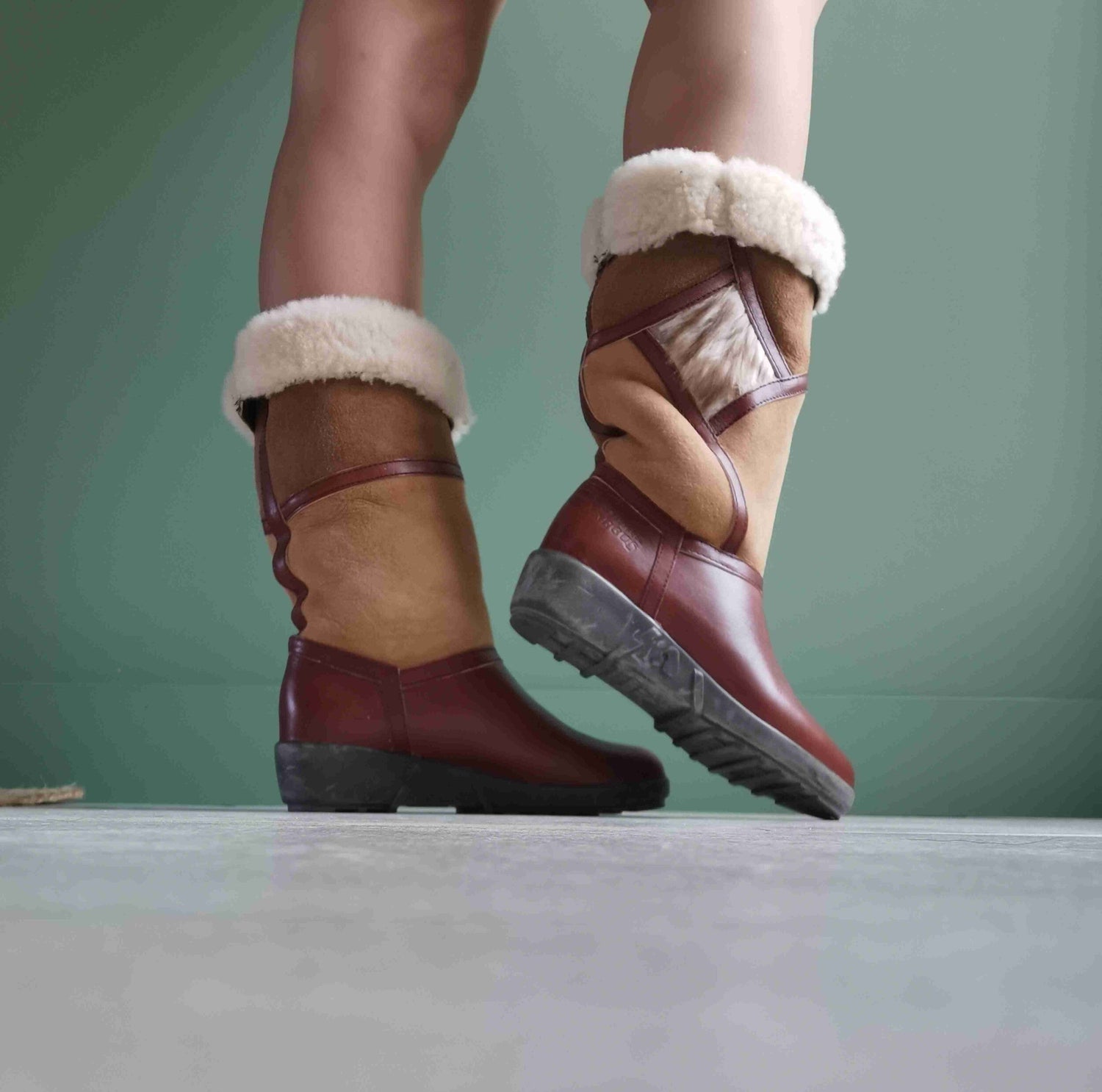 Wool-lined leather boots