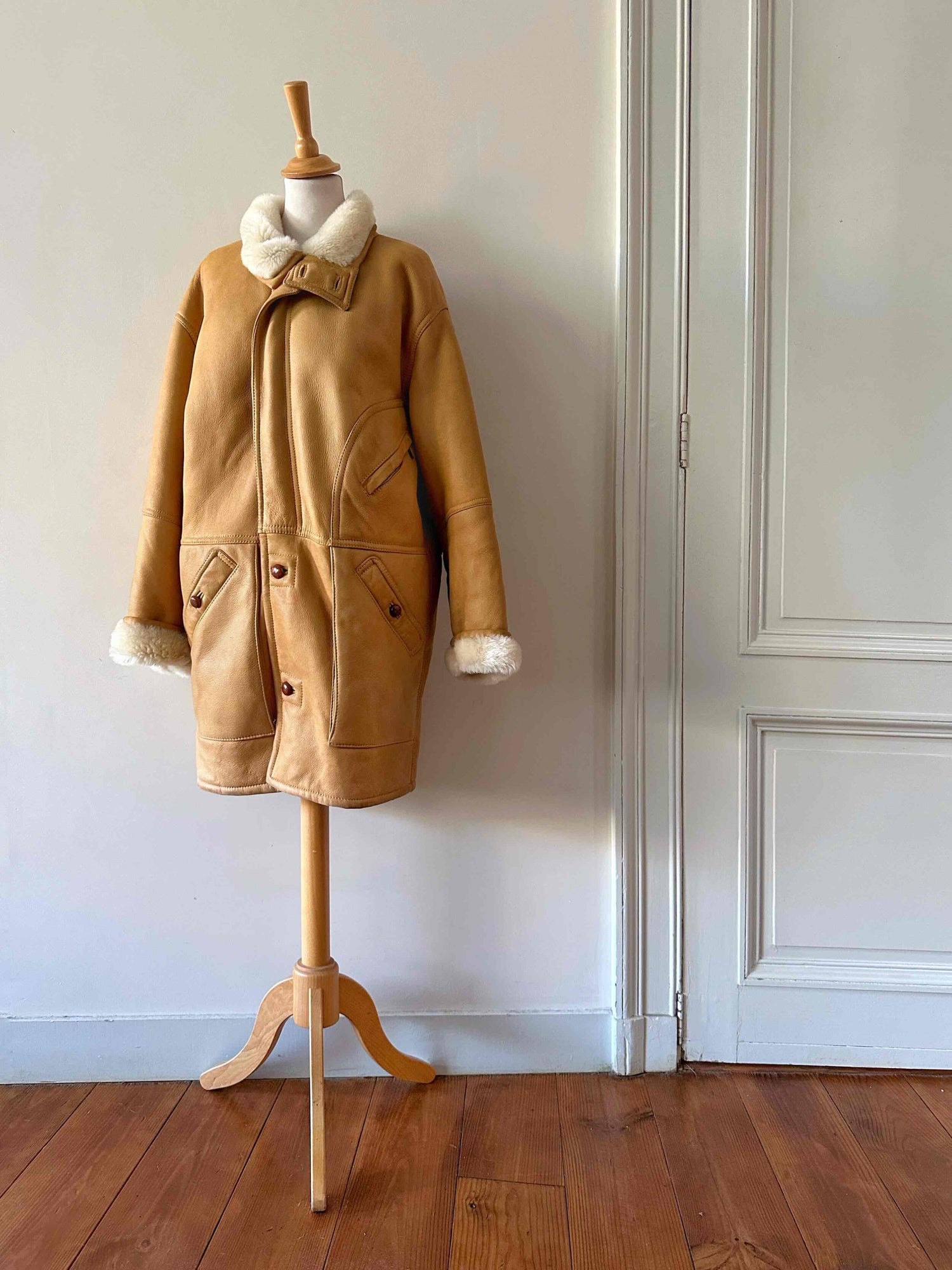 Manteau peau lainée