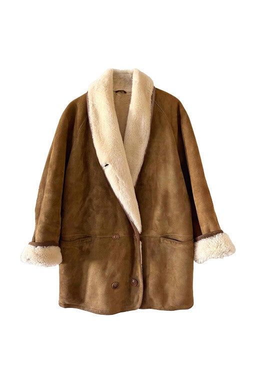 Wool-lined leather coat