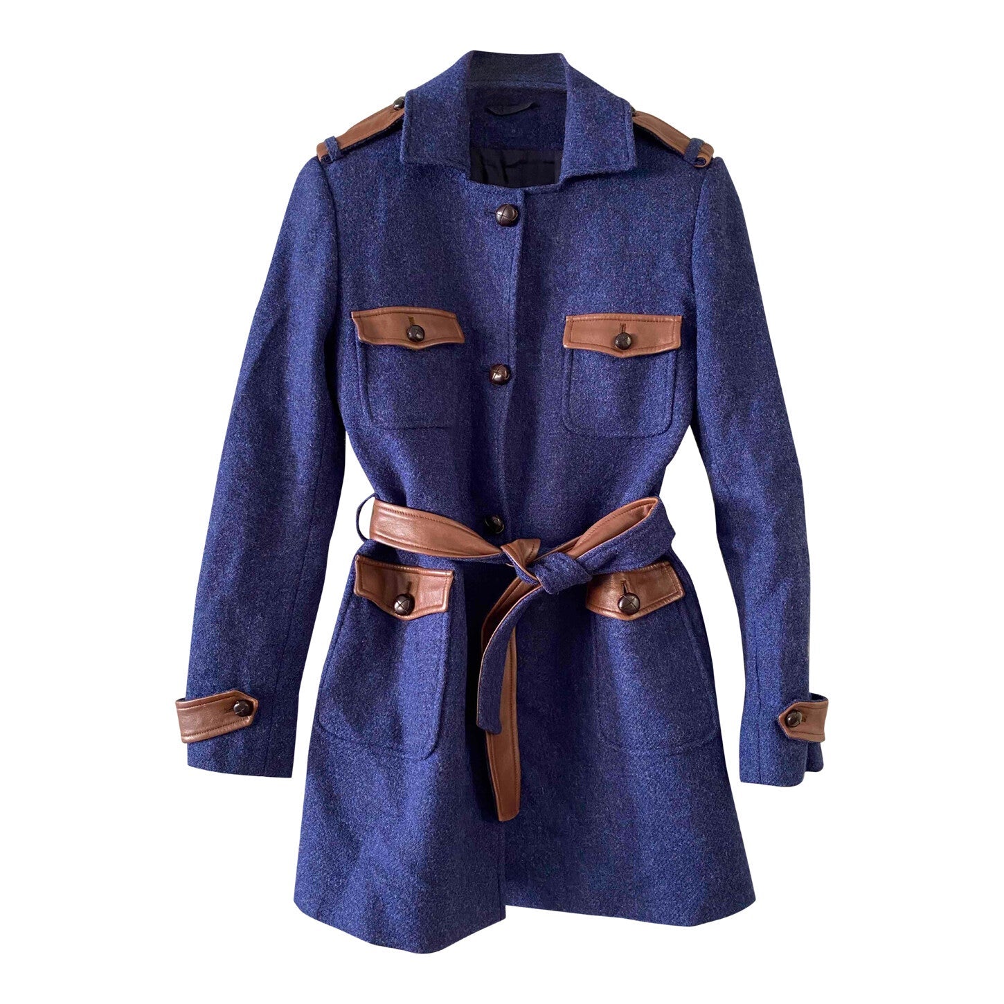 Saharienne en laine et cuir