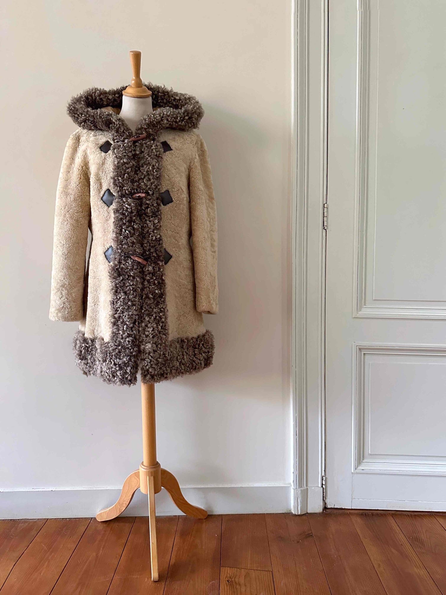 Wool-lined leather coat