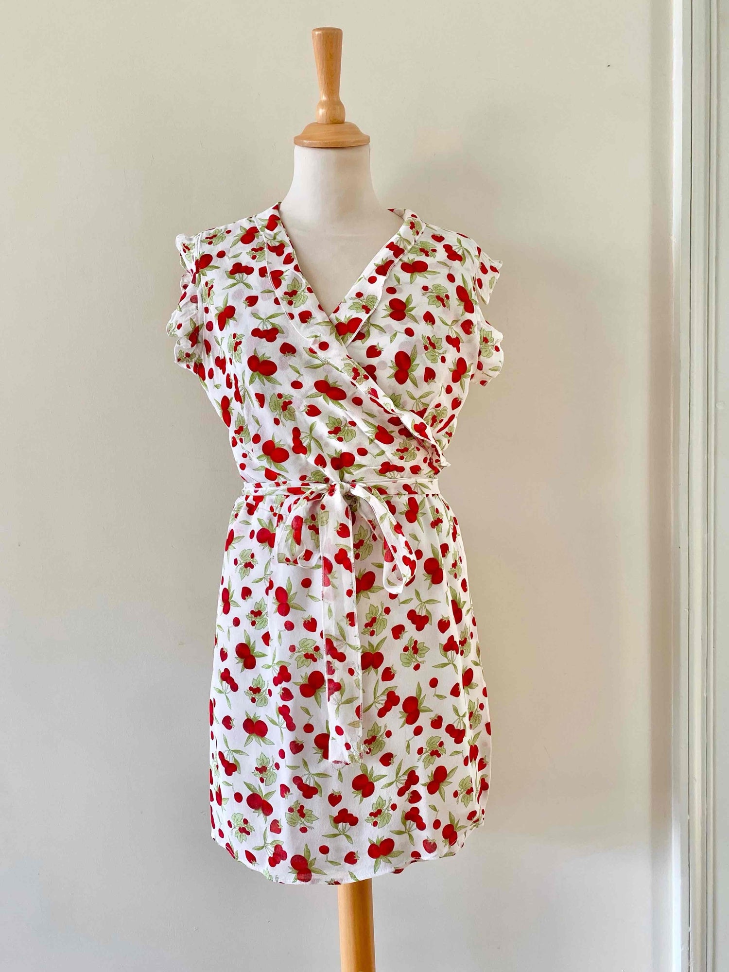 Cherry-print wrap dress