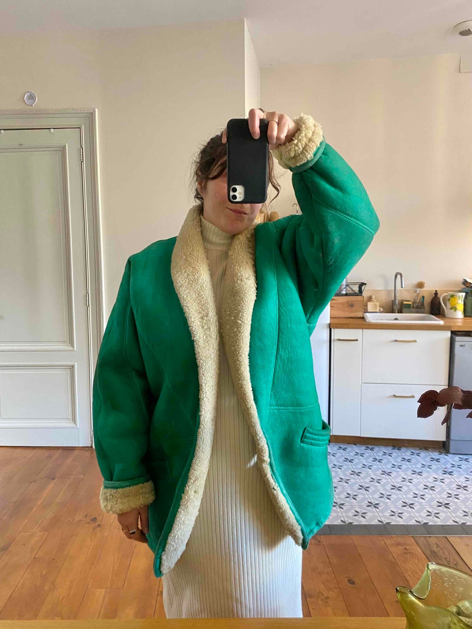 Manteau en peau lainée