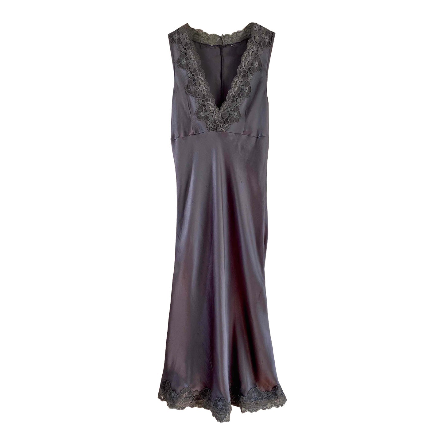 Rain-blue satin silk slip dress,