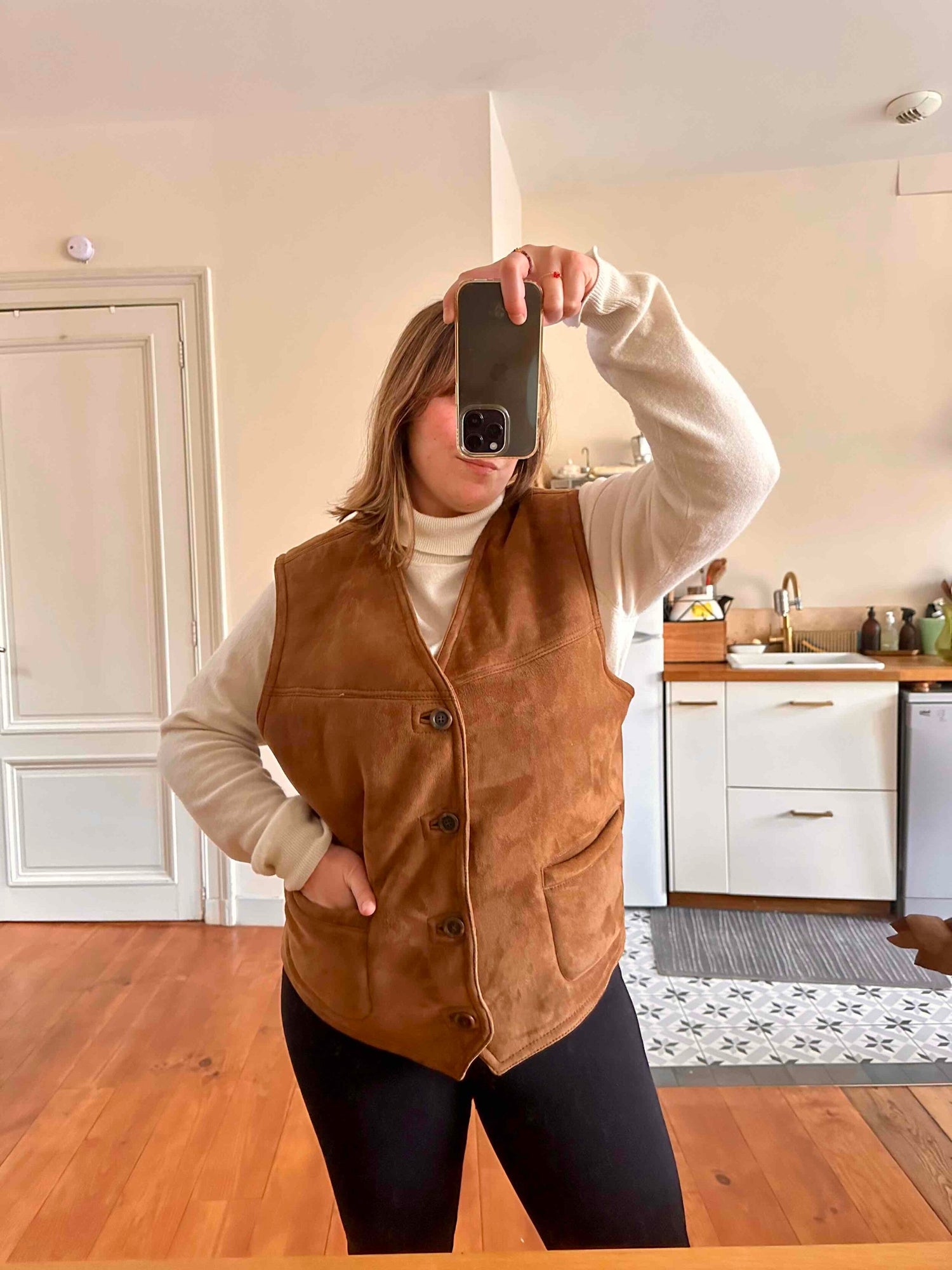 Gilet en peau lainée