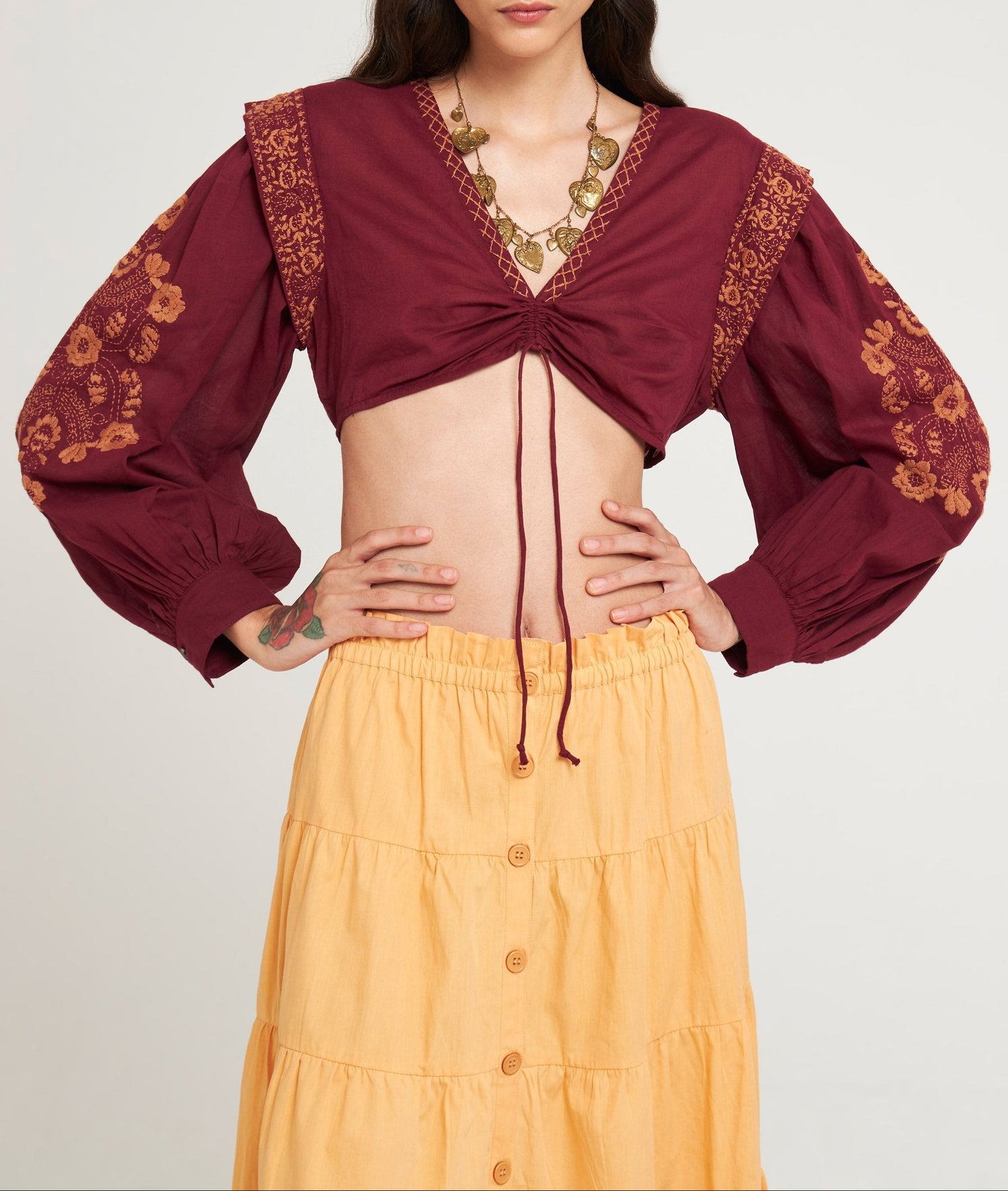 Haut court brodé Alani