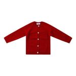 Alenza, Gilet col rond 100% laine mérinos, ROUGE - Alenza, Round neck cardigan 100% merinos wool, RED