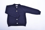 Alenza, RoundAlenza, Gilet col rond 100% laine mérinos, Marine -  neck cardigan 100% merinos wool, Marine