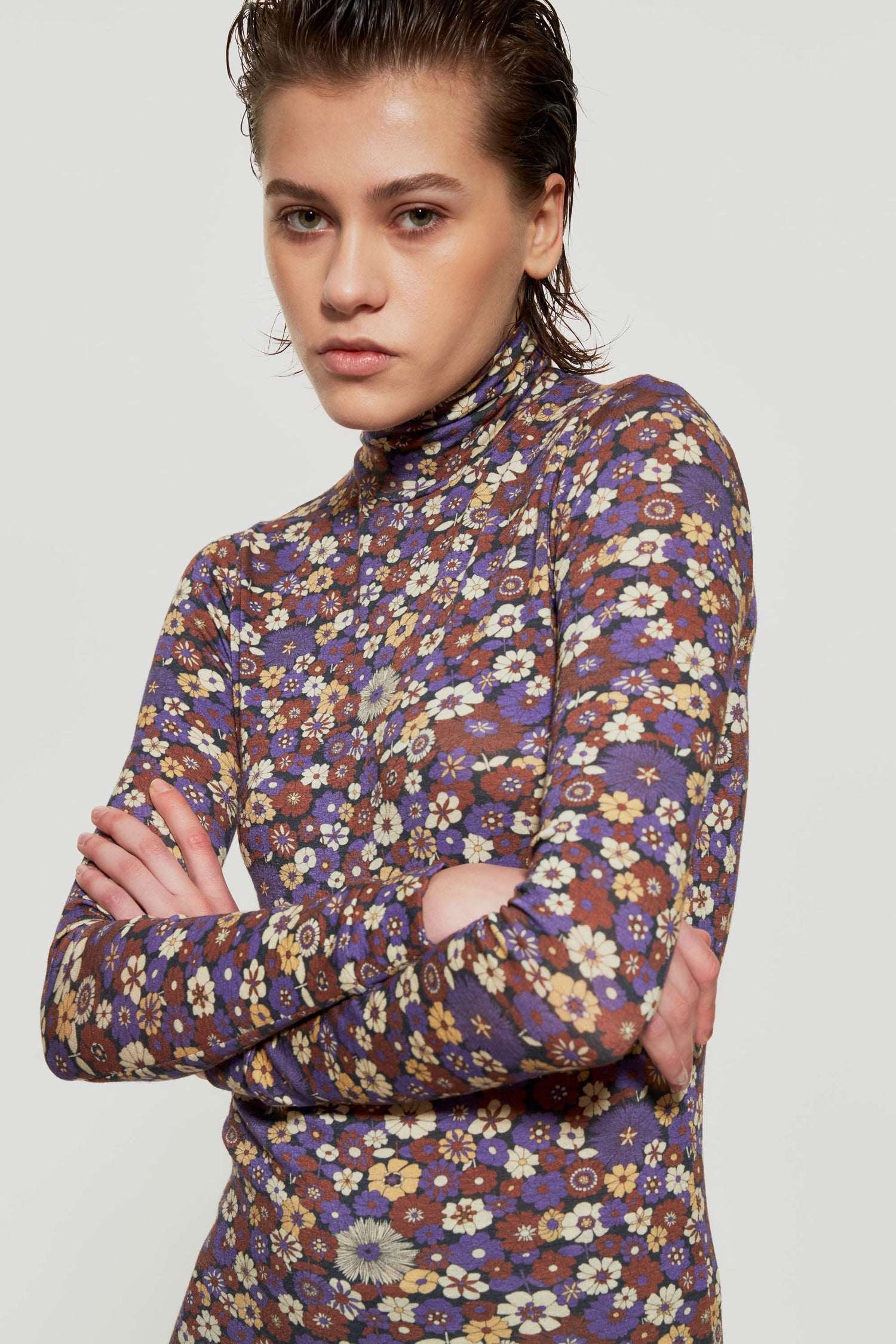 Pull à col roulé imprimé Antonia