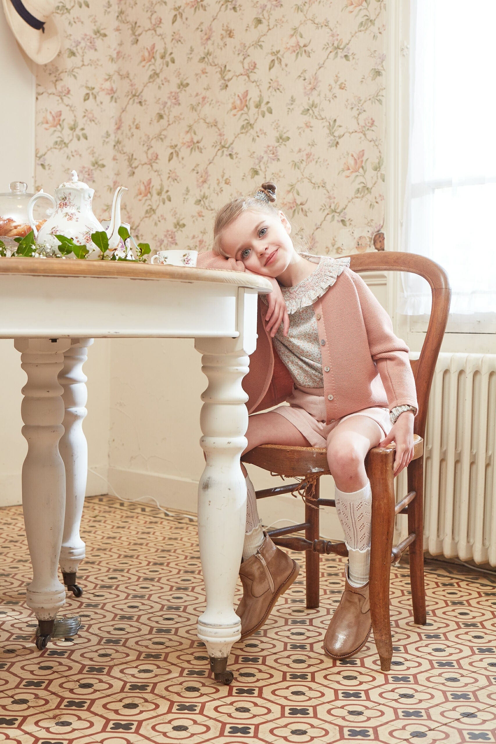 Ariel, gilet 100% laine, coloris vieux rose