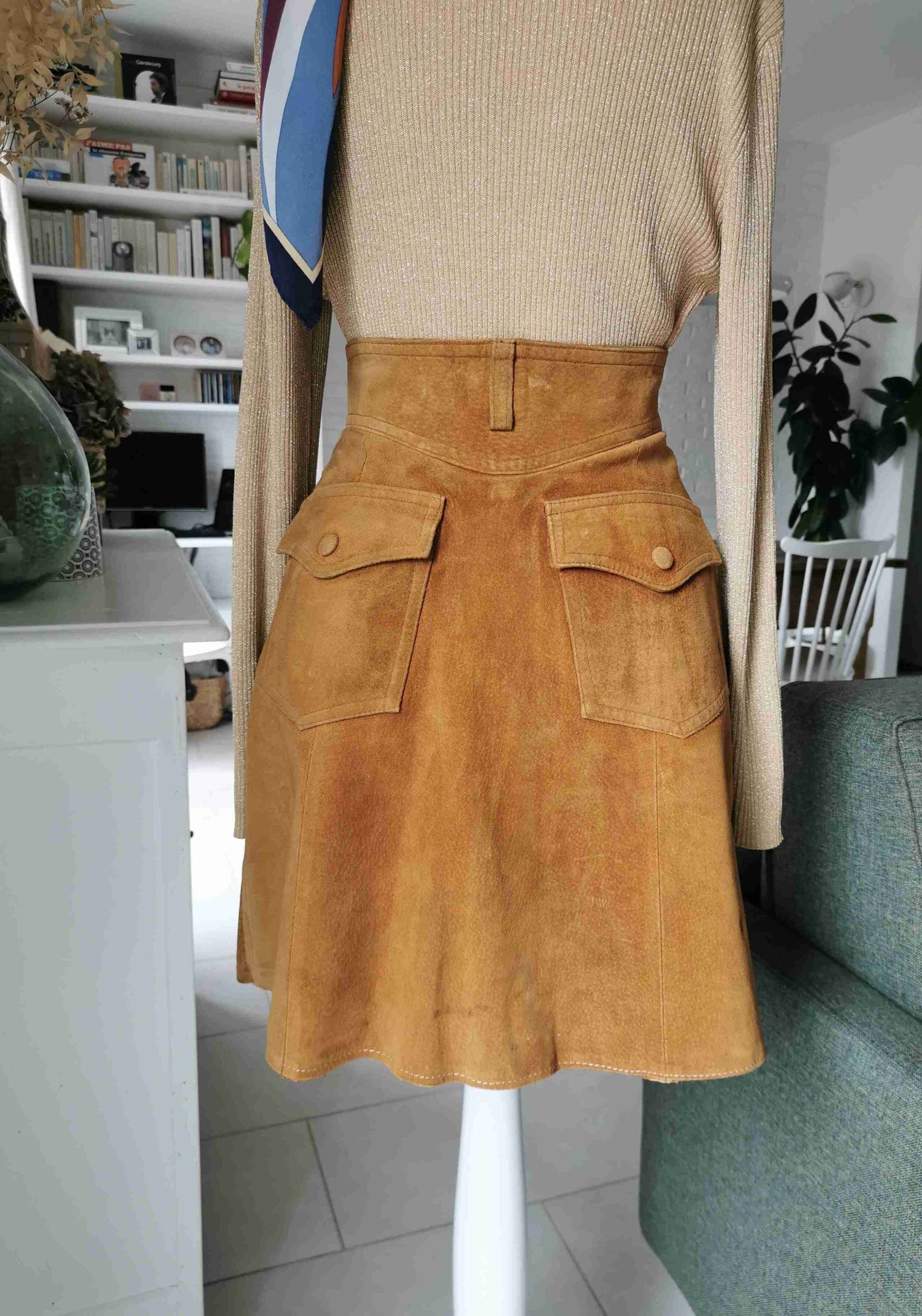 Jupe trapèze en daim