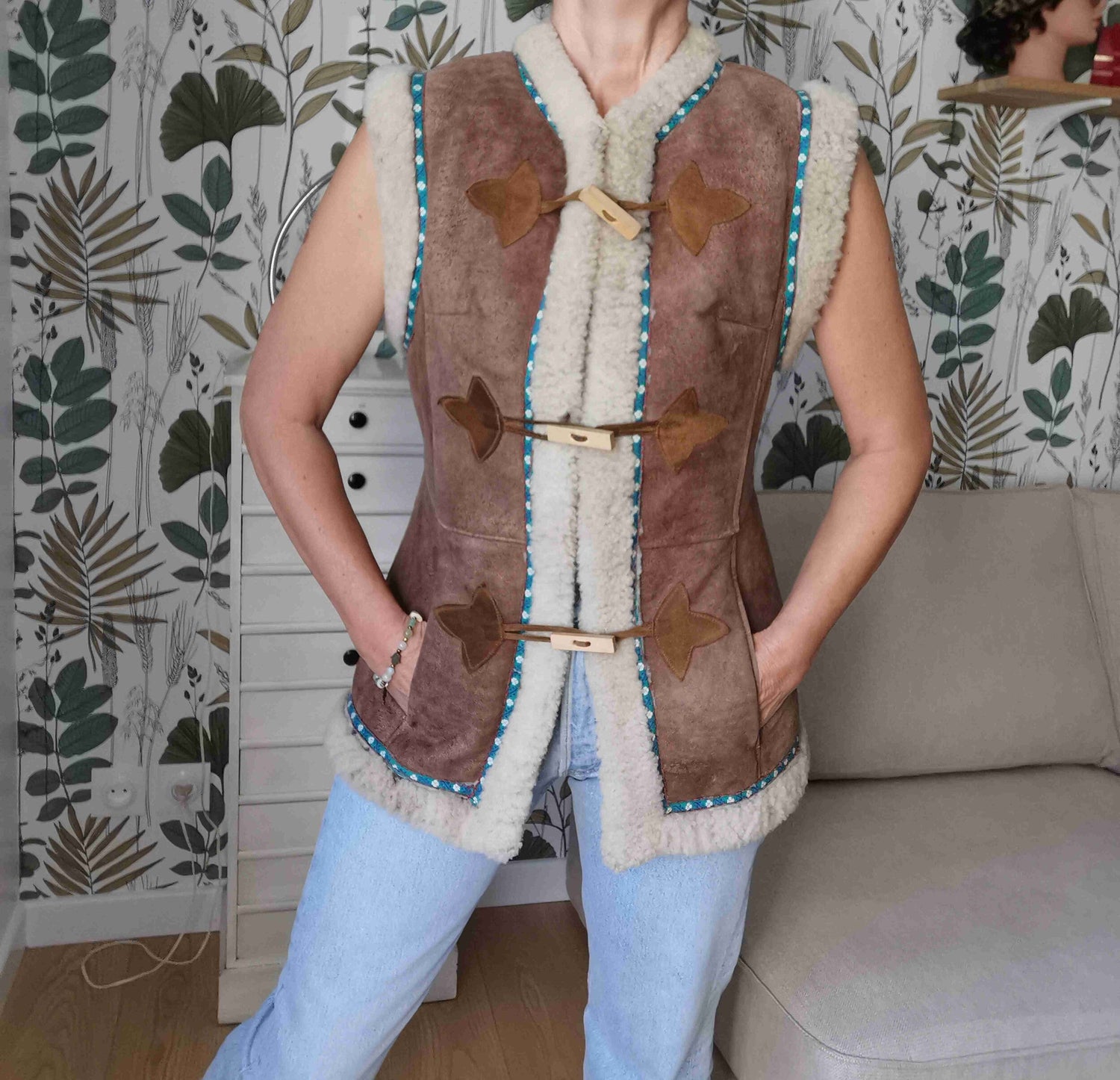 Gilet en peau lainée