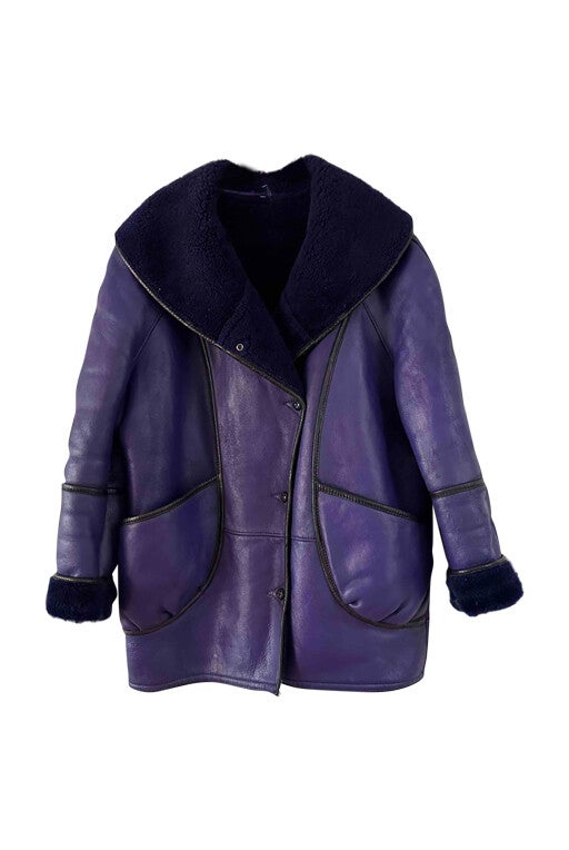 Wool-lined leather coat