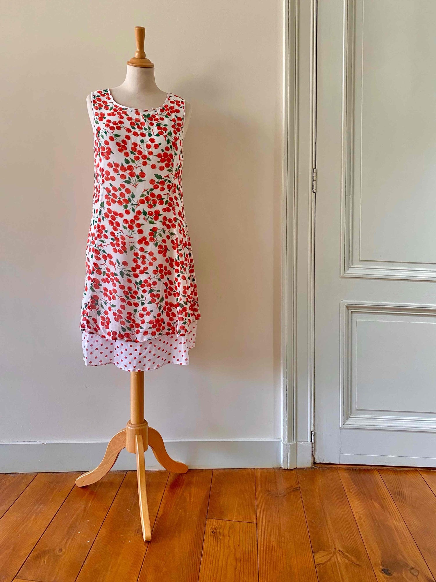 Cherry and pea mini dress