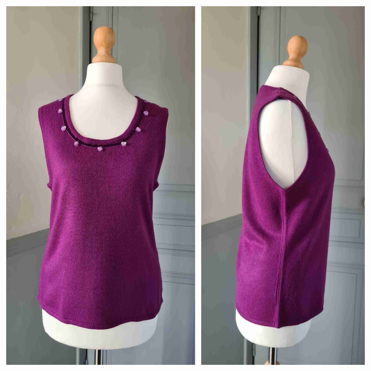 Pull sans manches en maille