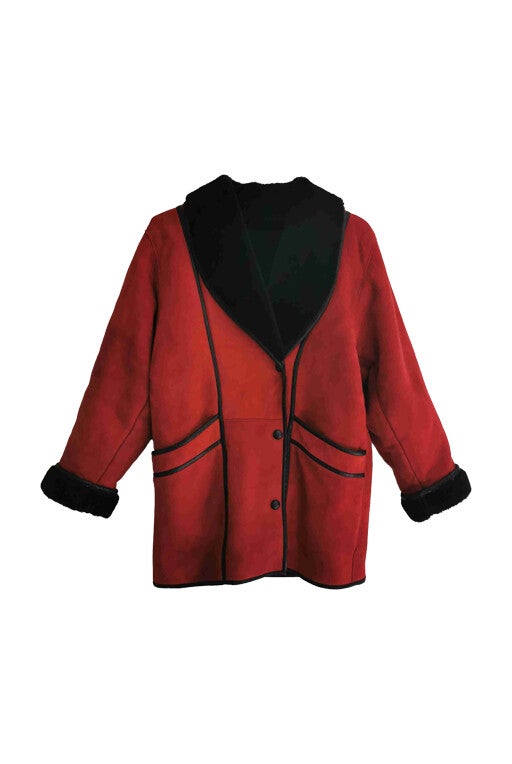 Wool-lined leather coat