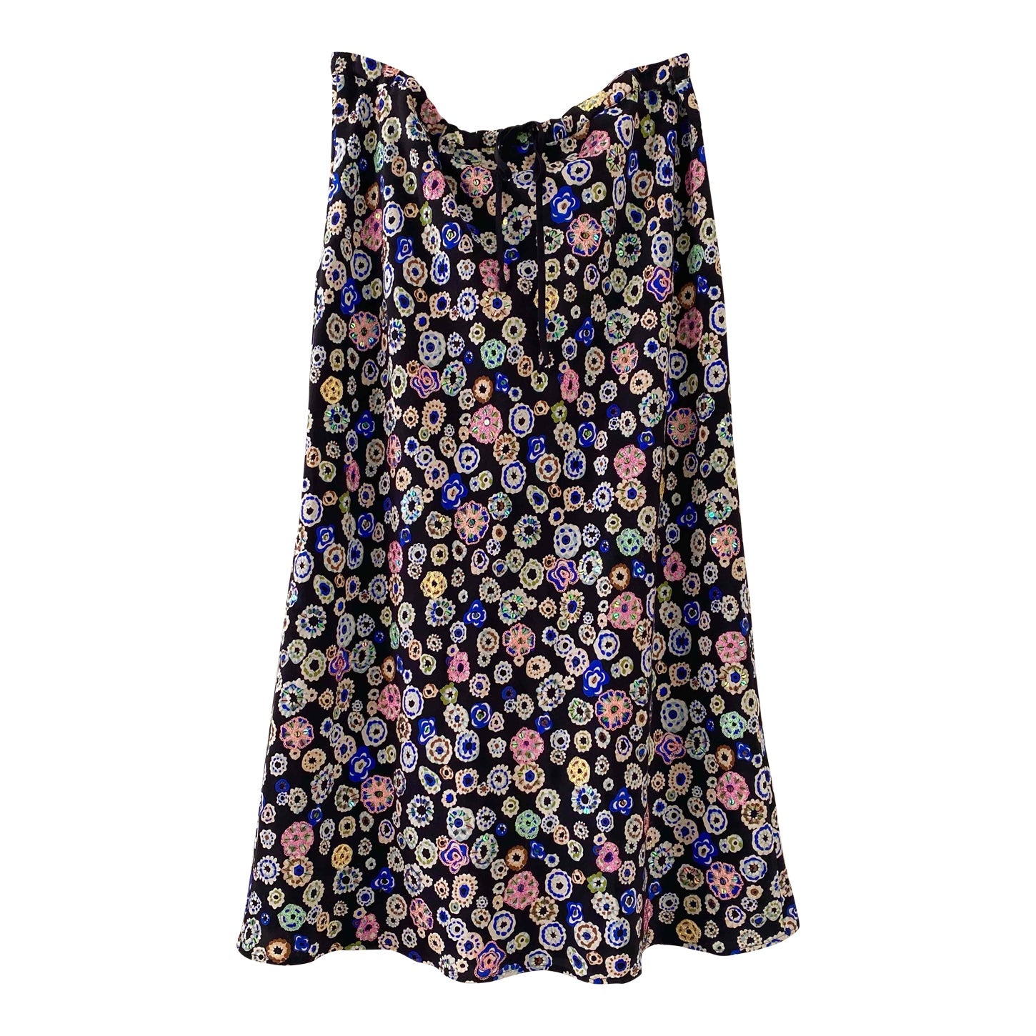 Midi skirt in silk and sequins