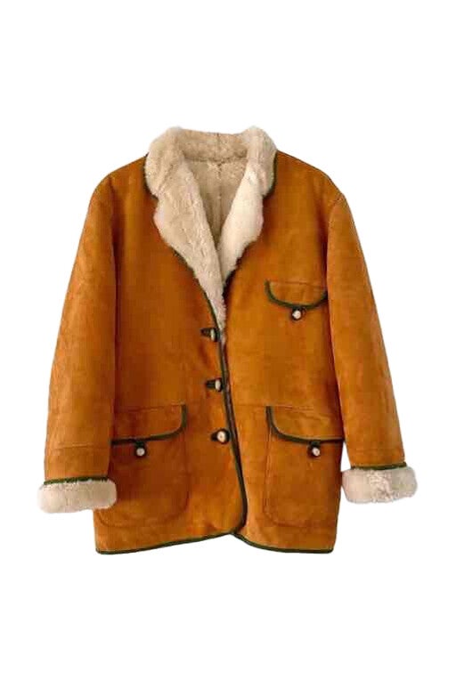 Wool-lined leather coat