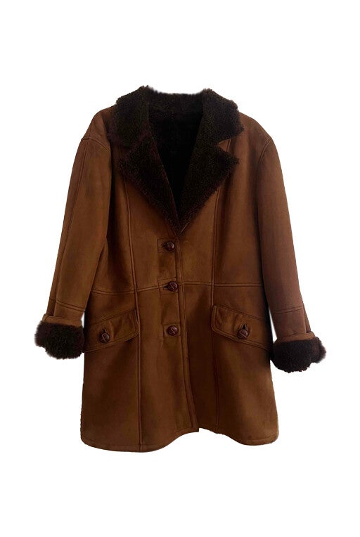 Wool-lined leather coat