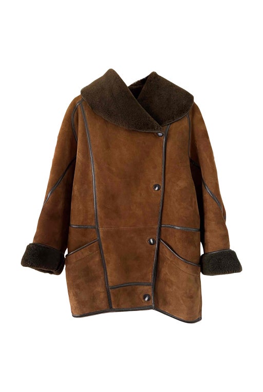 Wool-lined leather coat