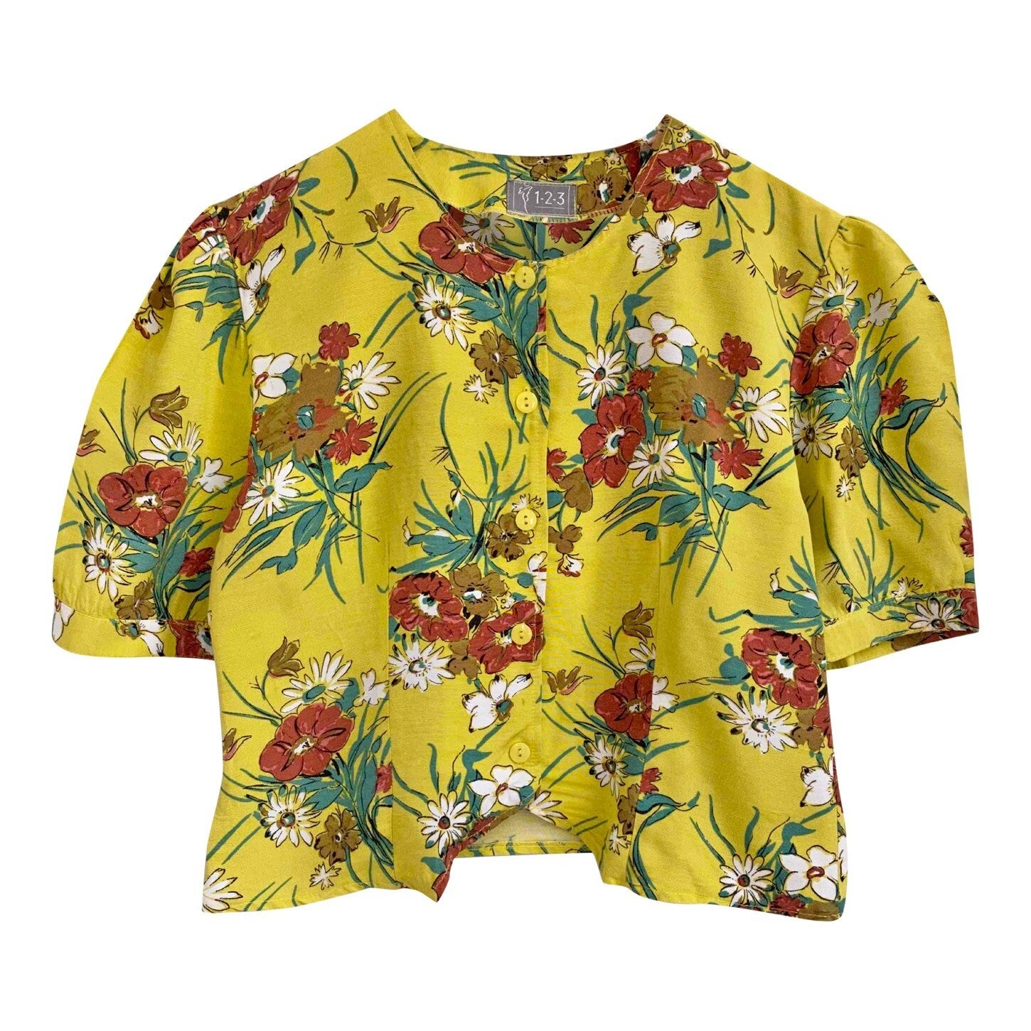 Blouse courte à fleurs