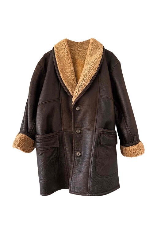 Wool-lined leather coat