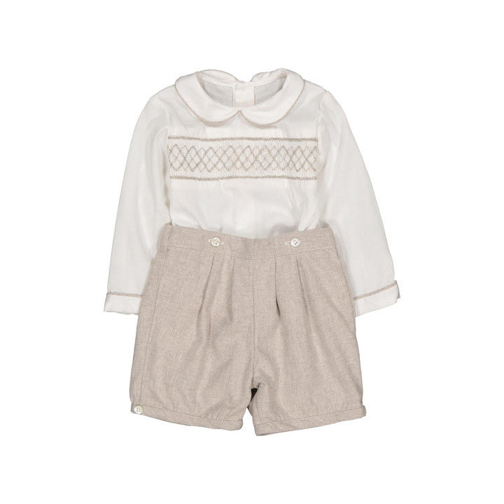 Barnabé, ensemble bébé, en sergé beige chiné