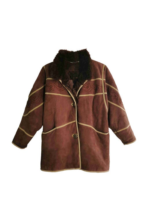 Wool-lined leather coat