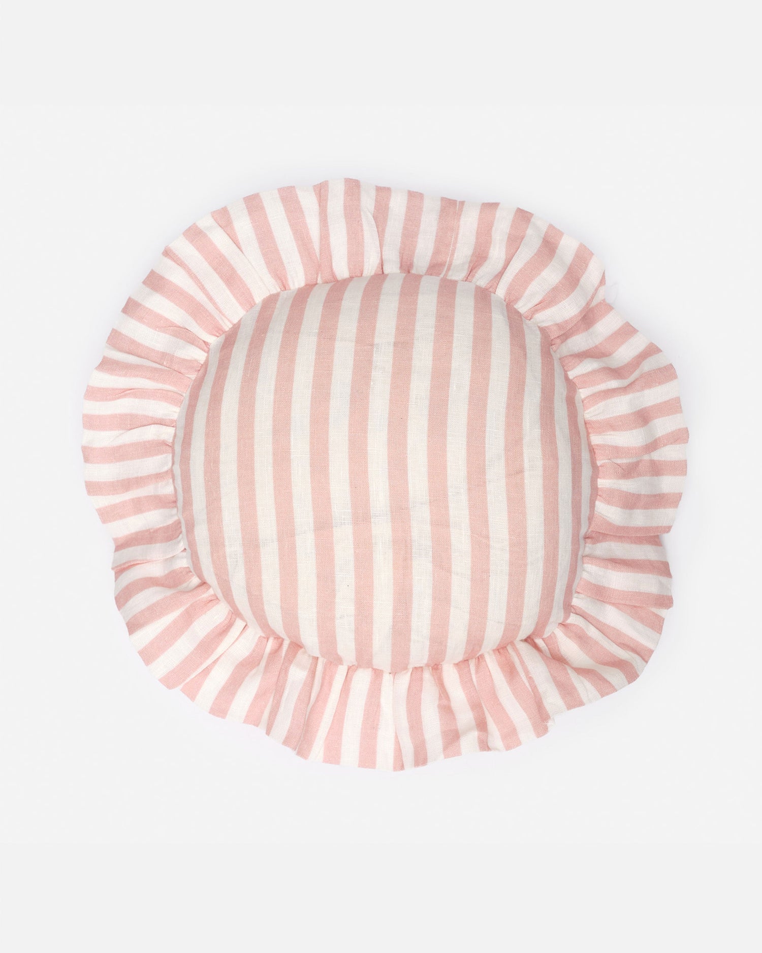Blush Candy Stripe Round Cushion Cover