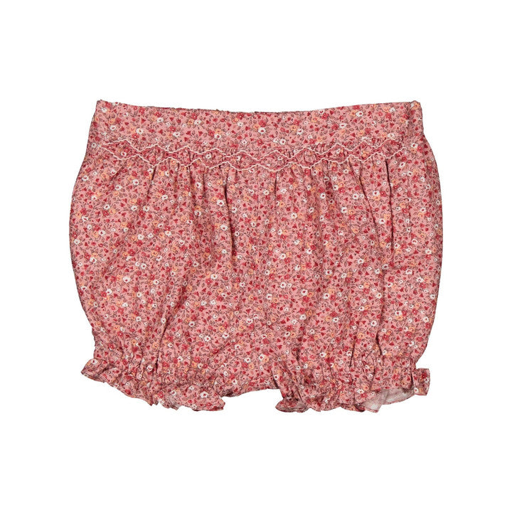 Bobbie, Smocked baby bloomer, in Ditsy red print