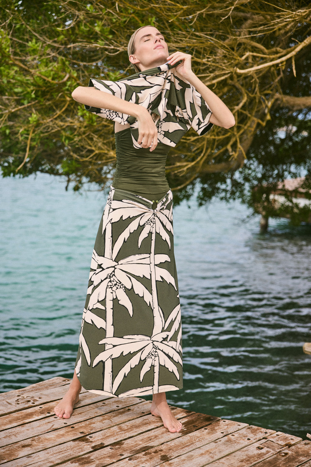 Branch Skirt in Green - Johanna Ortiz