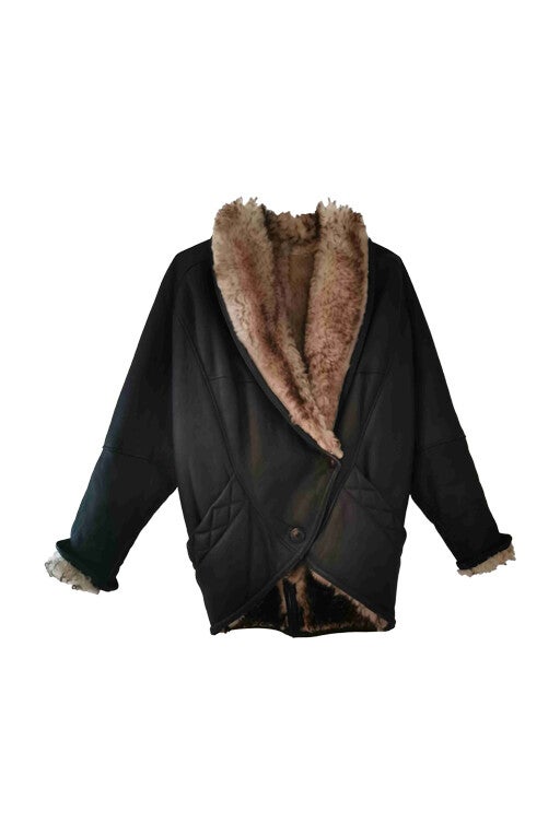 Wool-lined leather coat