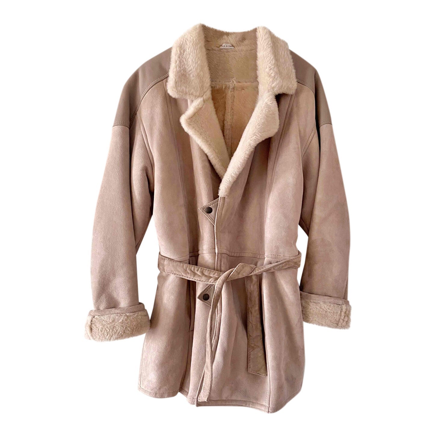 Wool-lined leather coat