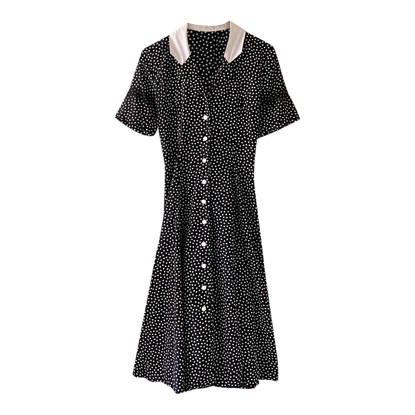 Polka dot button-up dress