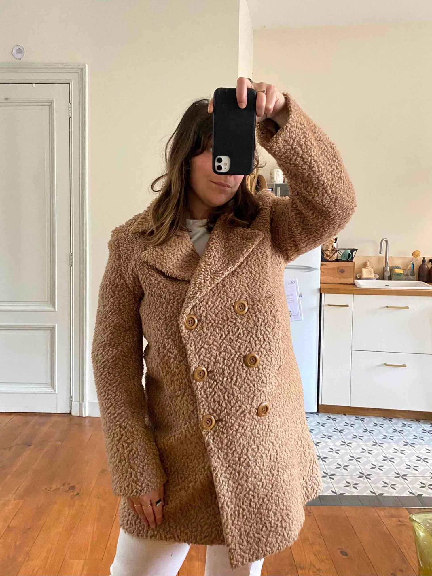 Manteau en laine bouclée