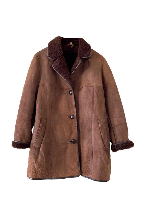 Wool-lined leather coat