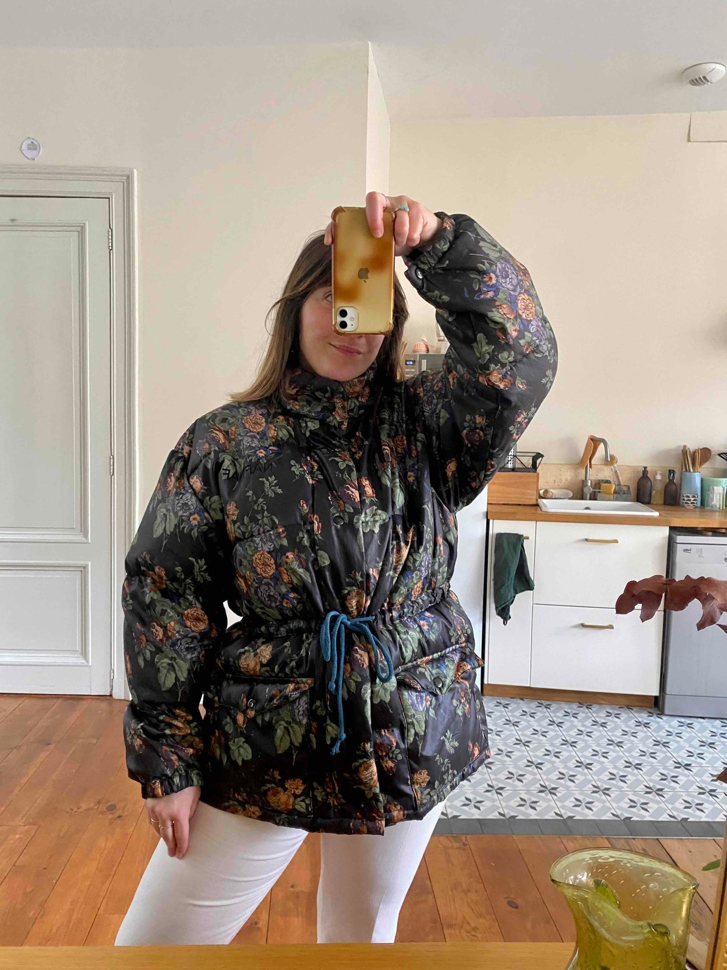 Floral puffer jacket