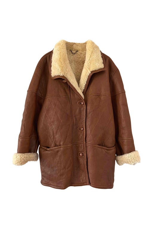 Wool-lined leather coat