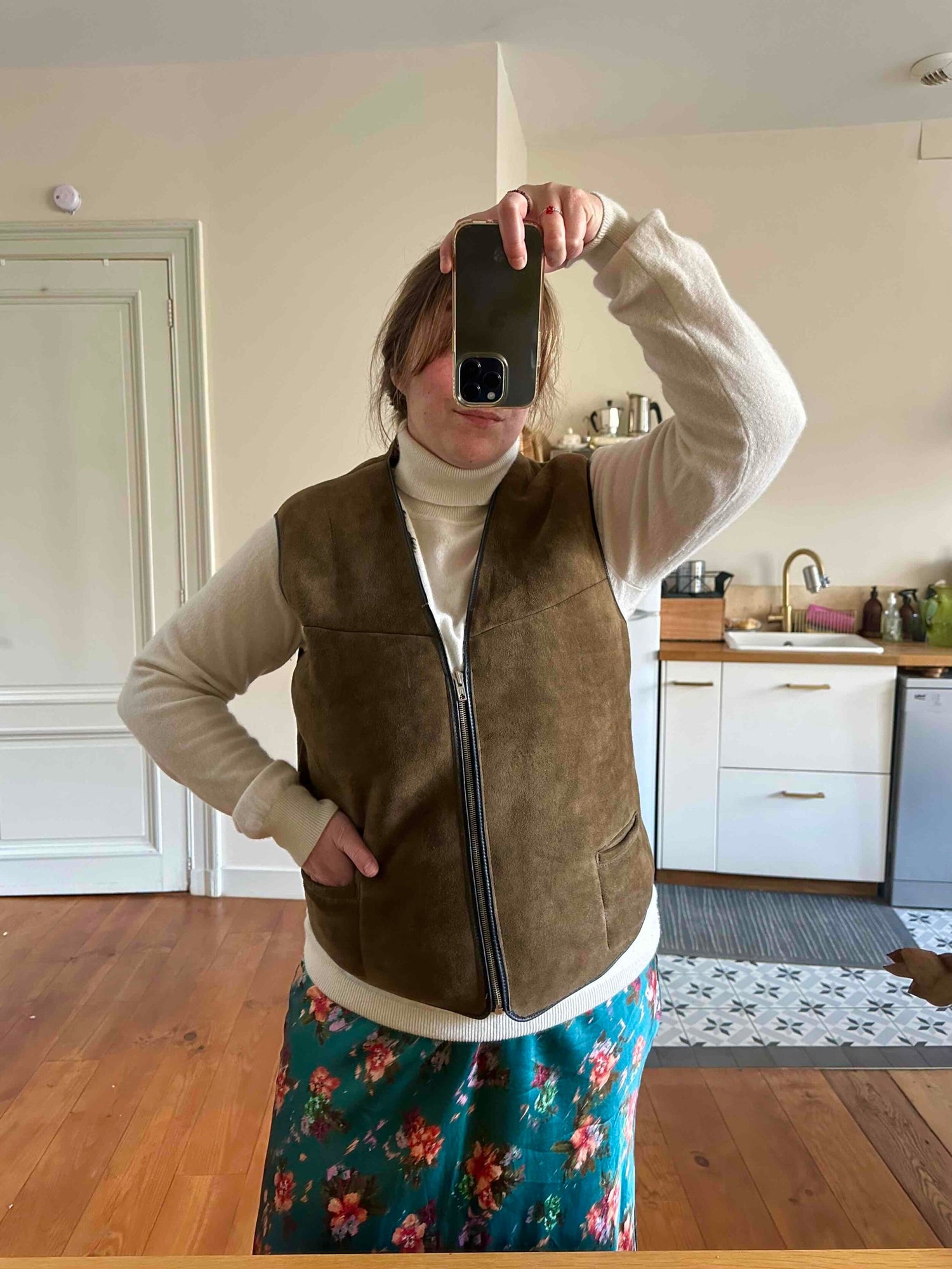 Wool-lined leather vest