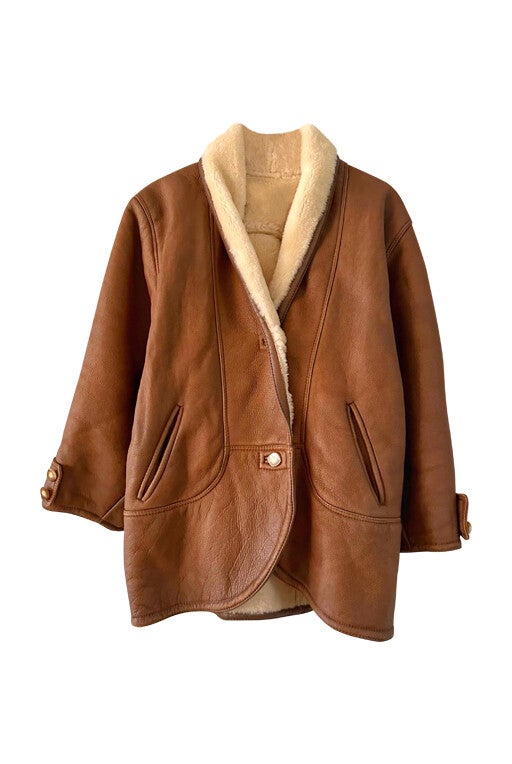 Wool-lined leather coat