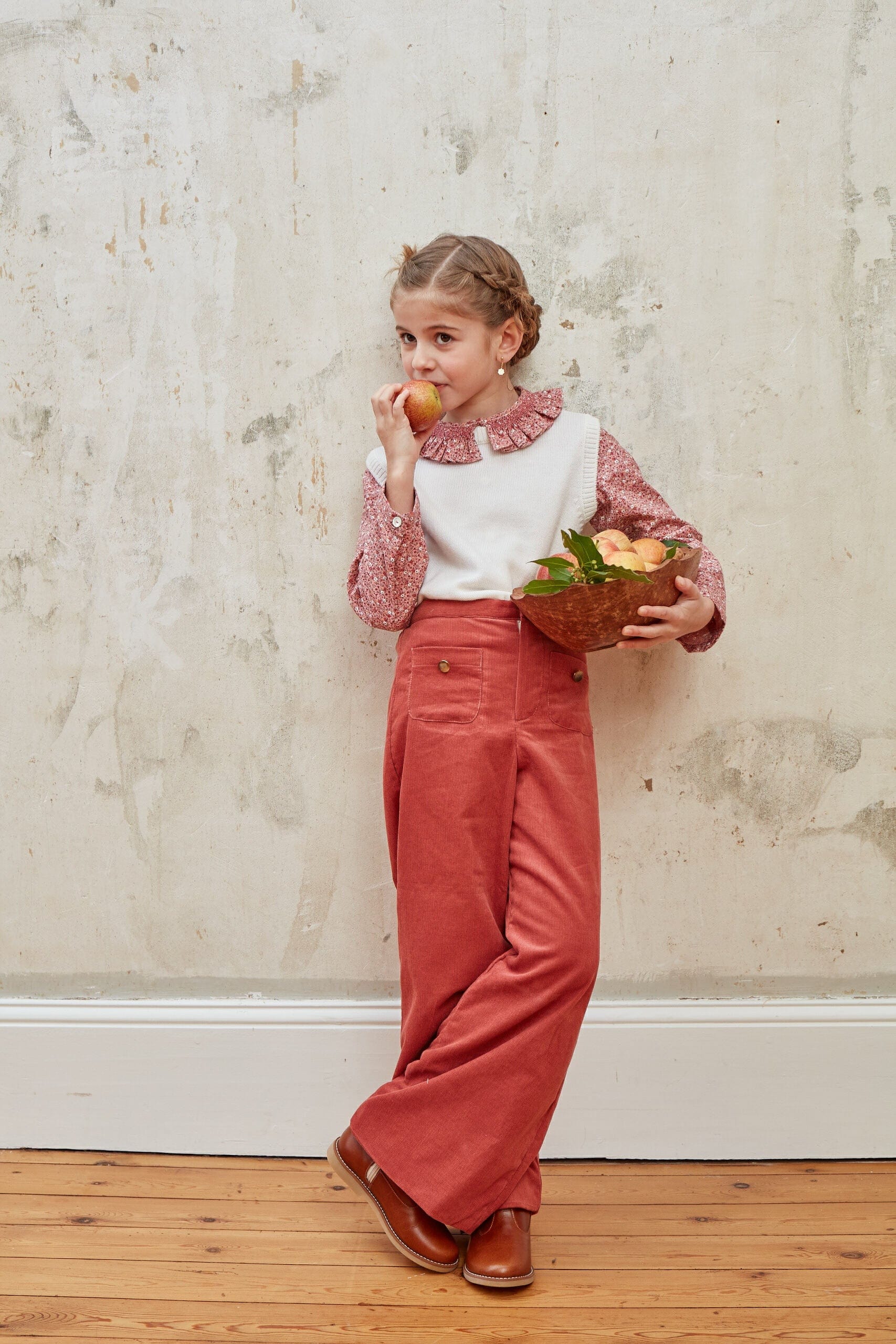 Camilla, pantalon en velours côtelé terracotta