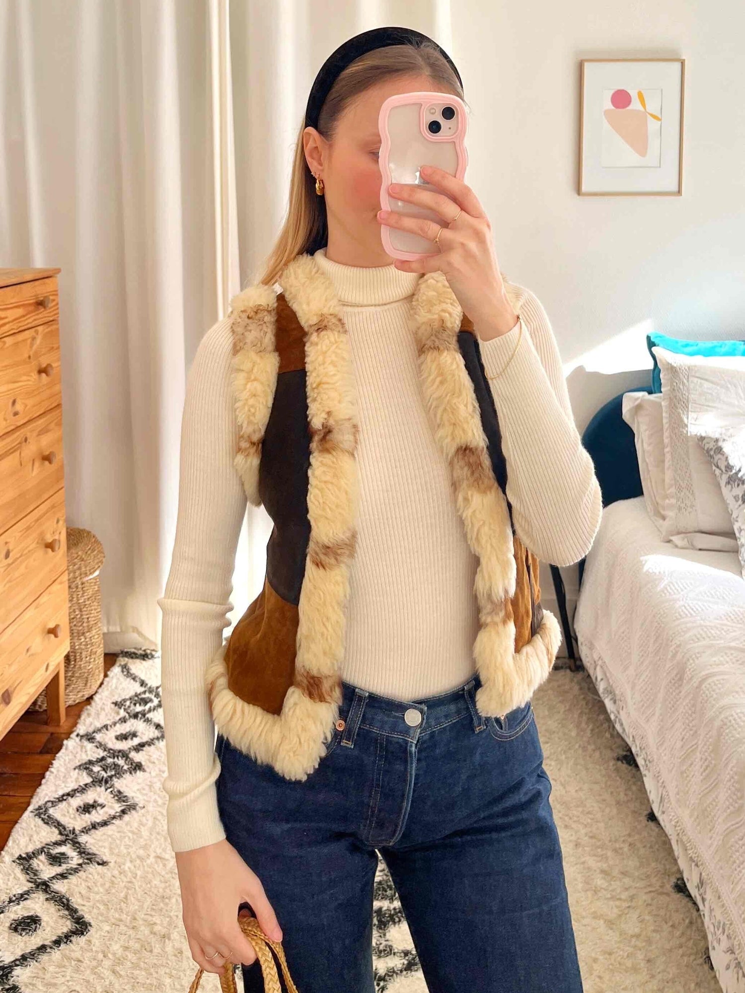 Gilet en peau lainée