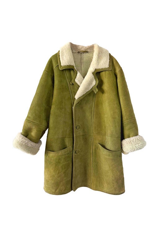 Wool-lined leather coat