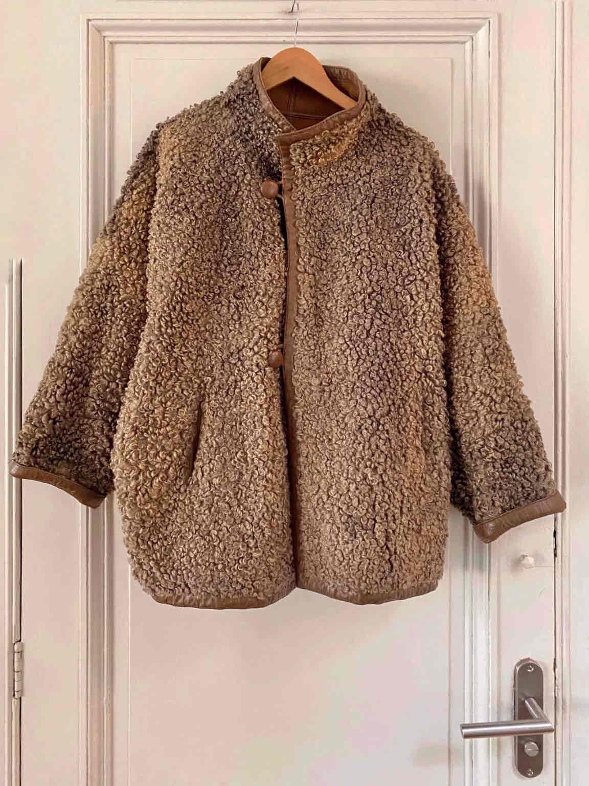 Wool-lined leather coat