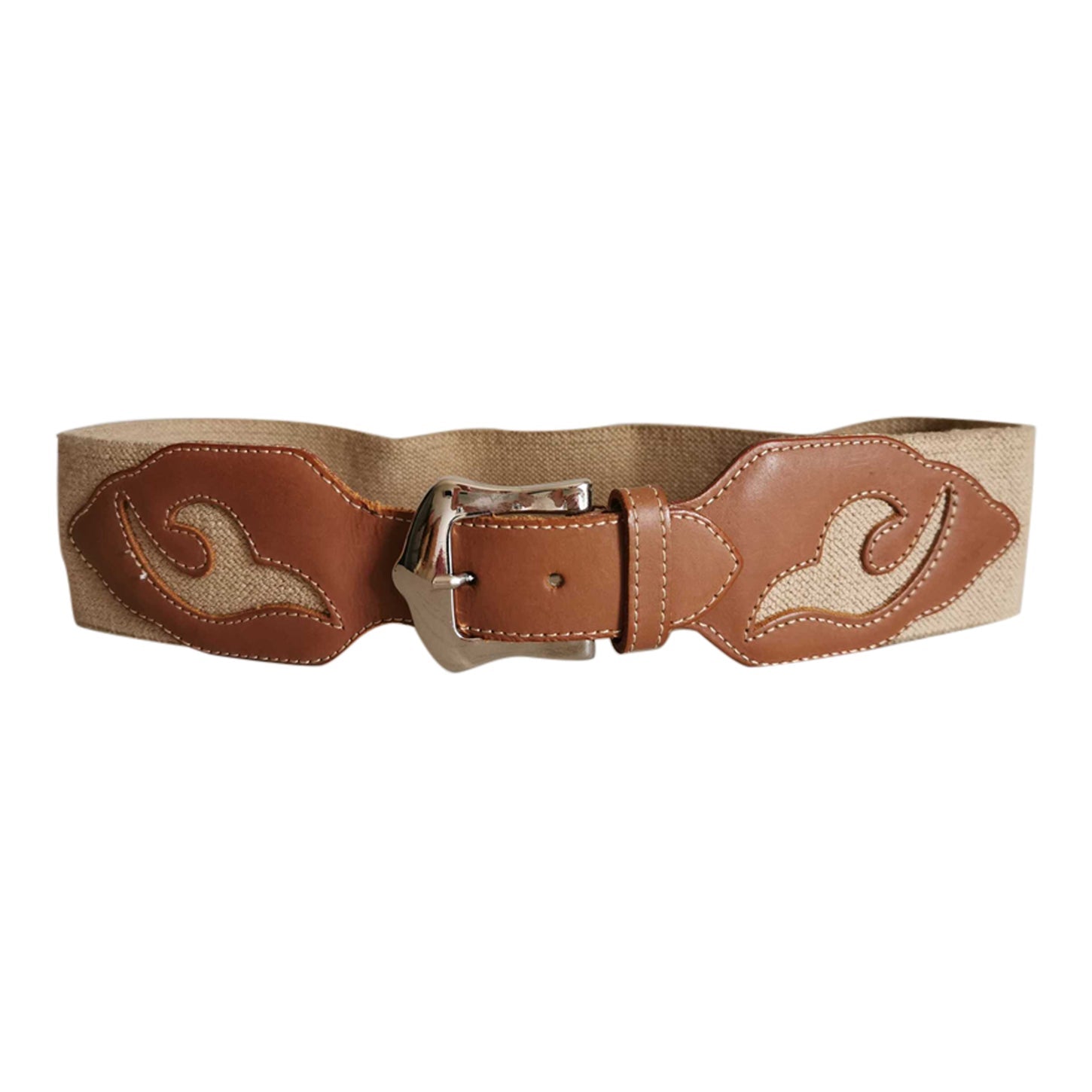 Ceinture élastique en cuir et coton